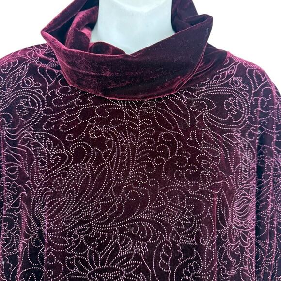 Coldwater Creek Cowl Neck Burgundy Velvet Long Sleeve Top Stretch NWT sz XL - Picture 5 of 16
